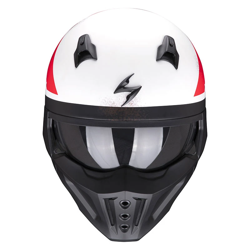 Mentoniera Removibile Casco Scorpion Covert X T-rust Bianco Rosso 4 Mentoniera Removibile Casco Scorpion Covert X T-rust Bianco Rosso - immagine 2