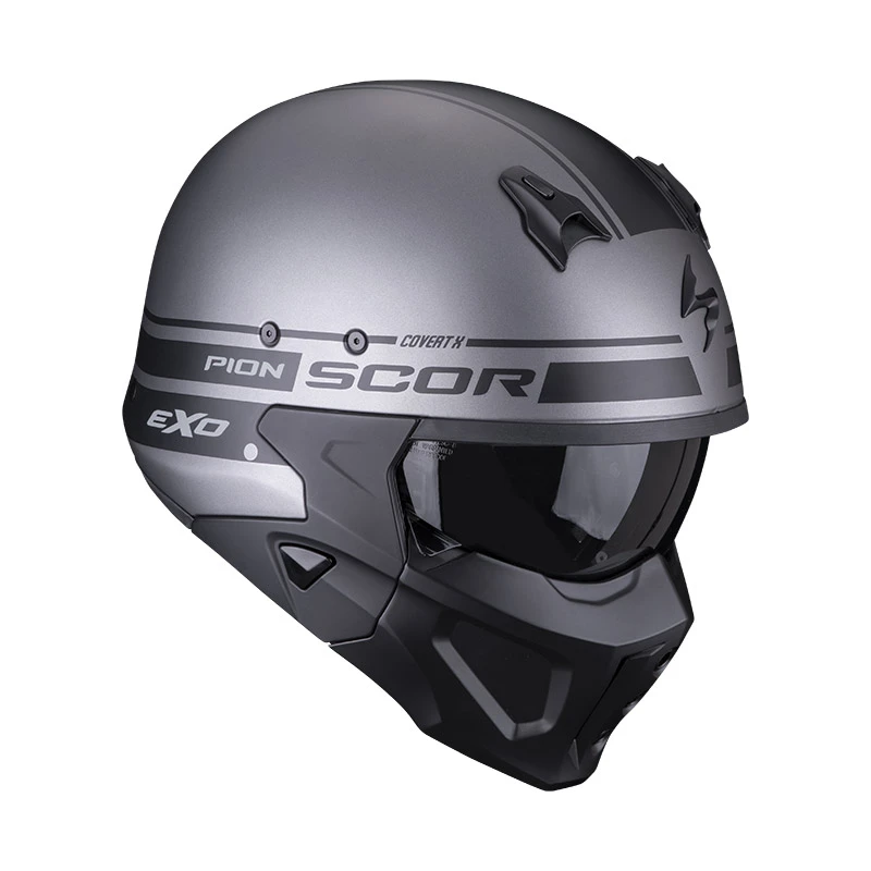 Mentoniera Removibile Casco Scorpion Covert X Tussle Argento Opaco Nero 5 Mentoniera Removibile Casco Scorpion Covert X Tussle Argento Opaco Nero - immagine 3