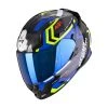 Policarbonato Casco Scorpion Exo 491 Spin Nero Blu Giallo Fluo -Negozio al dettaglio Scorpions scorpion exo491 spin blu