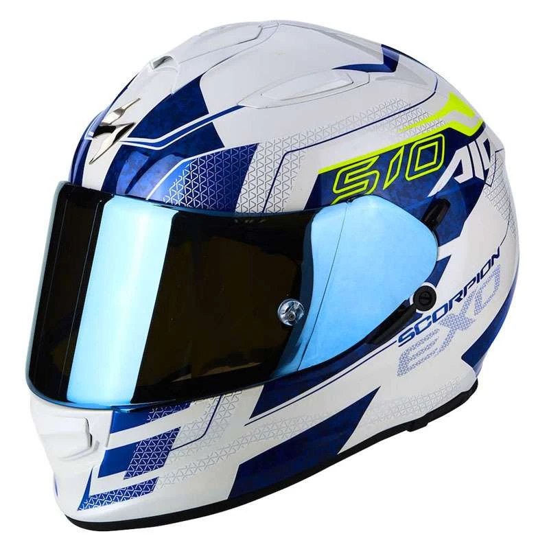 Policarbonato Scorpion Exo-510 Air Galva Bianco Blu 3 Policarbonato Scorpion Exo-510 Air Galva Bianco Blu