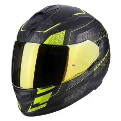 Policarbonato Scorpion Exo-510 Air Galva Nero Opaco Giallo Fluo