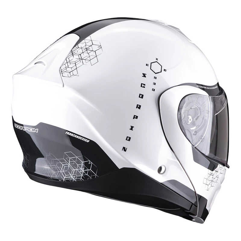 Policarbonato Casco Modulare Scorpion Exo 930 Shot Bianco Nero 5 Policarbonato Casco Modulare Scorpion Exo 930 Shot Bianco Nero - immagine 3