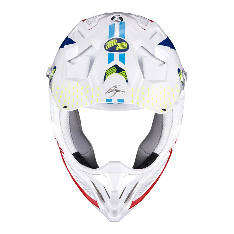 Fibra Casco Scorpion Vx-22 Air Ares Bianco Blu Rosso 4 Fibra Casco Scorpion Vx-22 Air Ares Bianco Blu Rosso - immagine 2