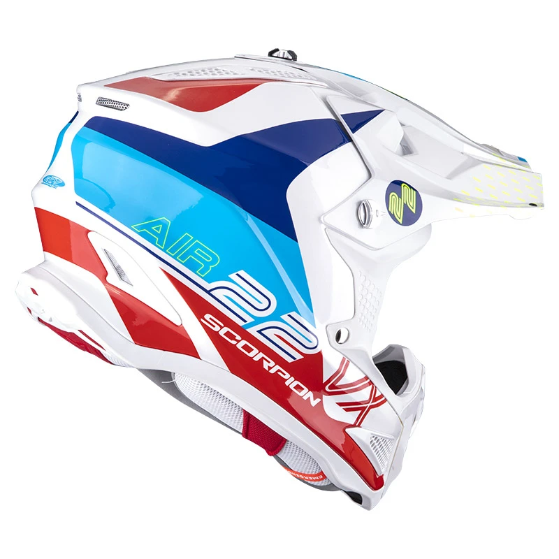 Fibra Casco Scorpion Vx-22 Air Ares Bianco Blu Rosso 5 Fibra Casco Scorpion Vx-22 Air Ares Bianco Blu Rosso - immagine 3